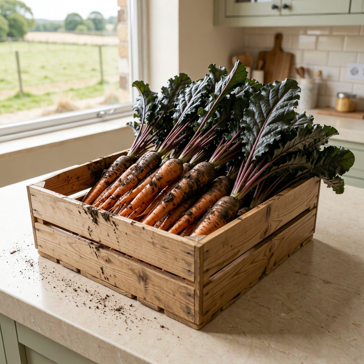 Freshly harvested UK seasonal vegetables